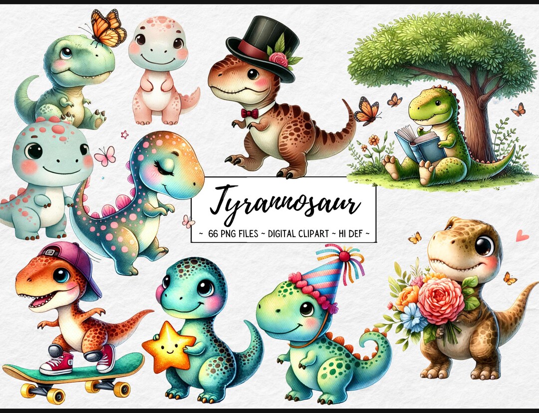 Cute Dinosaur Clipart - Baby T-rex PNG - Digital Download for Nursery ...