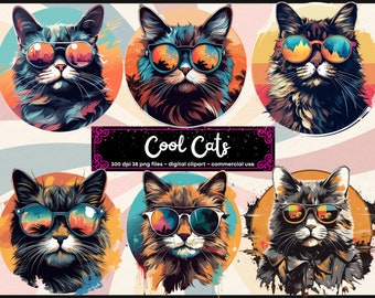 Cat Sunglasses PNG | Cat Clipart | Cats PNG | Cute Cat Clipart | Clipart Watercolor Cat | Cat Clipart Commercial | Cat PNG Downloadable