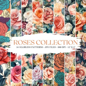 Rose Digital Paper, Flowers Seamless Pattern, Floral Prints, Flowers Background, Summer Digital Paper, Floral Digital Paper, Scrapbook