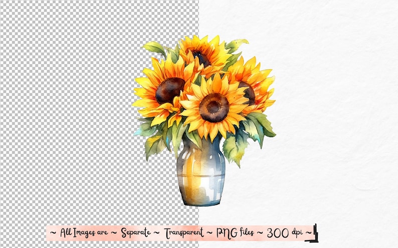 Watercolor Sunflowers Clipart Fall Sunflower Floral Bouquets - Etsy
