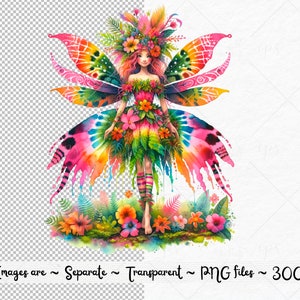 Tie-dye Watercolor Fairies Clipart Fairy Clipart Watercolor Fairies PNG ...