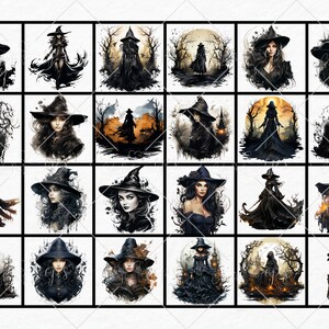 Gothic Witches Clipart Bundle Halloween PNG Images, Fantasy Magical ...