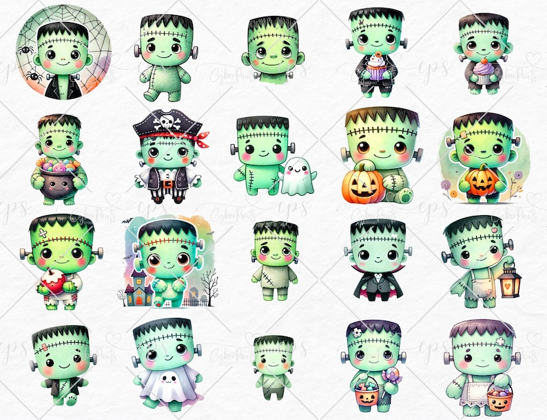 Frankenstein Clipart, Cute High Quality Png Halloween Printables Spooky ...