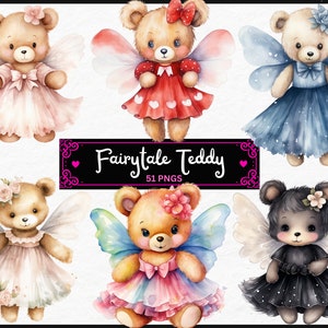 Aquarell Fee Teddybär, Teddy mit Flügeln, Fantasy Teddybär, Bär mit Flügeln, Sofort Download, kommerzielle Nutzung, Schmetterlingsflügel
