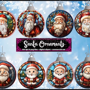 クリスマスオーナメントPNG、サンタオーナメント昇華、ホリデーラウンドオーナメントpng、インスタントダウンロード、サンタクロースPNG、クリスマスデザイン