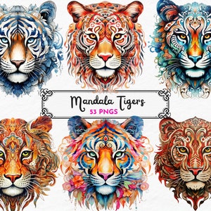 Mandala Tiger, ingewikkelde kunst, mystiek dier, Mandala Design, Mystique Decor, Tiger Clipart, spirituele Tiger, instant download