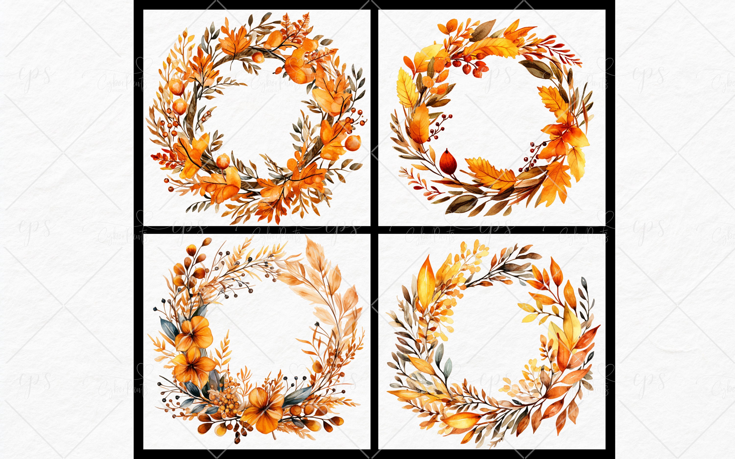 Watercolor Autumn Wreath Clipart Fall Clipart Autumn Leaves - Etsy