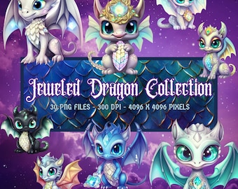 Cute Dragon Fantasy Clipart Collection, Dragon PNG, Fantasy Dragon, Commercial Use Transparent  Background Dragon Wall Art Kids Room Fantasy