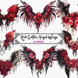 Imágenes prediseñadas de alas de ángel floral gótico, imágenes prediseñadas de acuarela, alas de plumas png, imágenes prediseñadas de alas de fantasía, imágenes prediseñadas del cielo, descarga digital