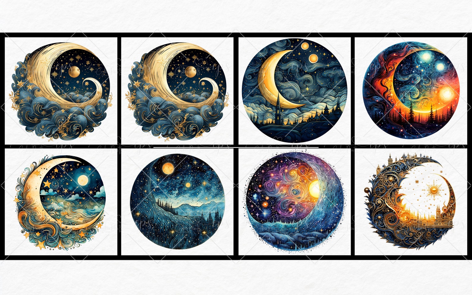 Starry Night Moon Clipart PNG for Commercial Use PNG Files for ...