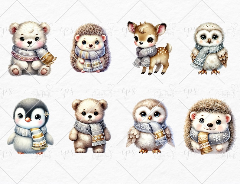 Cute Animal Clipart, Cozy Critters Clipart, Woodland Animals PNG ...