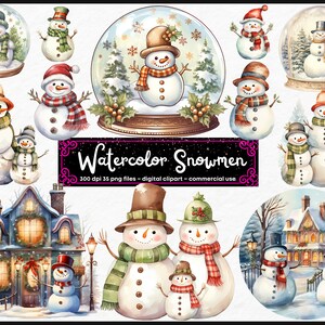Snowman Clipart, Snowman clip art,Christmas Clipart,High Quality PNGs, Digital Download - Card Making, Mixed Media, Digital Paper Craft