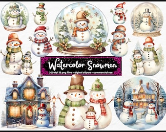 Snowman Clipart, Snowman clip art,Christmas Clipart,High Quality PNGs, Digital Download - Card Making, Mixed Media, Digital Paper Craft