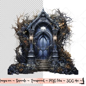 Gothic Door Clipart, 28 PNG Watercolor Doors Bundle, Junk Journal ...