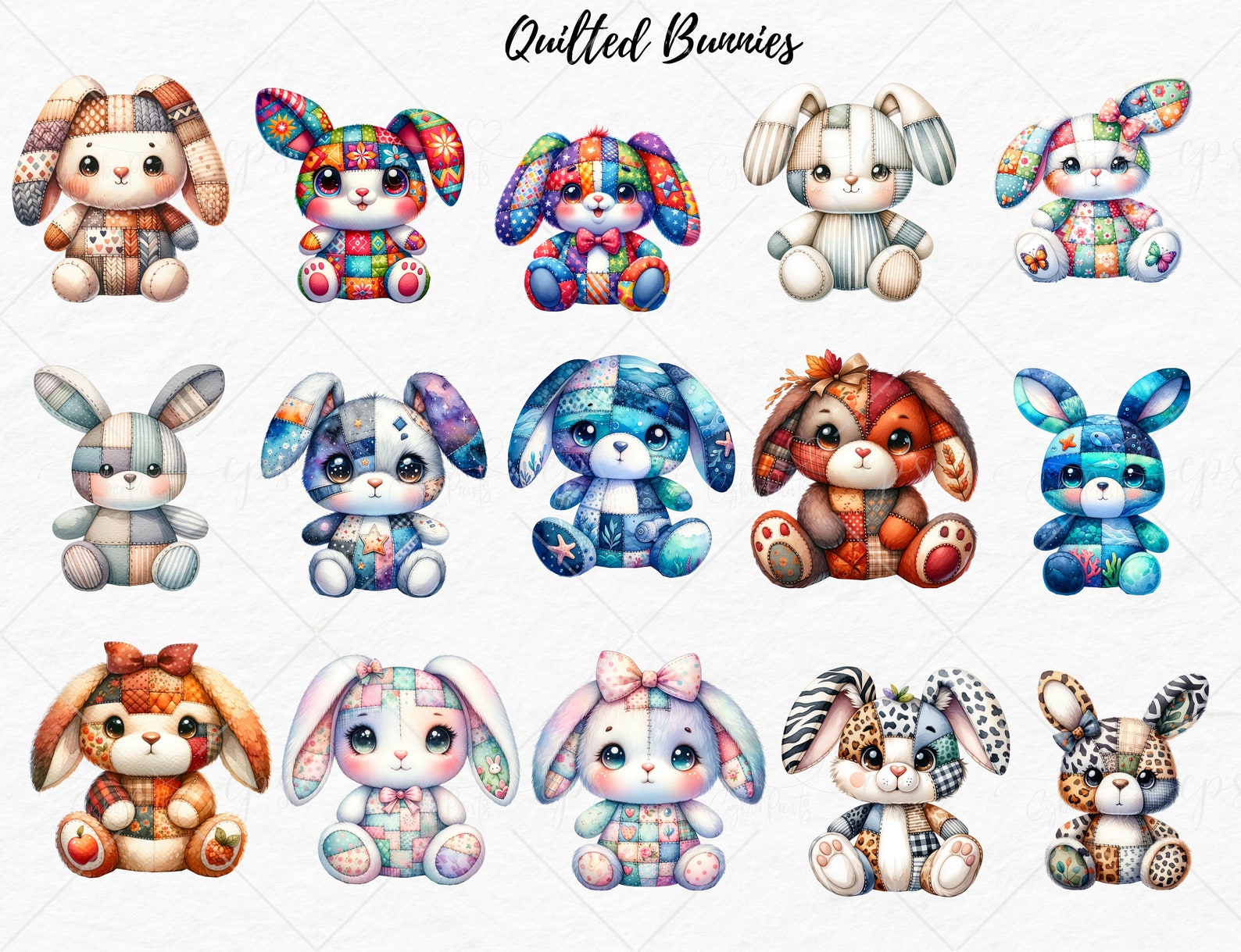 Patchwork Quilted Bunny, Stuffed Animal, Nursery Decor Art, Cute Rabbit ...
