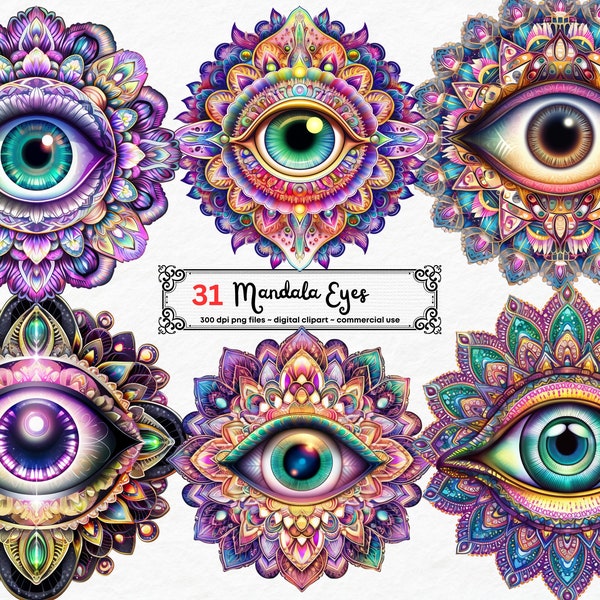 31 Mandala eyes clipart png commercial use transparent background instant Download colorful