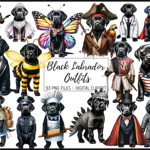 Aquarelle labrador retriever clipart PNG, jolies tenues de chiot, chiens habillés, pirate, abeille, bébé, art de la pépinière, sublimation, journal indésirable