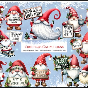 Clipart de humor de gnomo de Natal, caprichoso, divertido, PNG, Papai Noel, impressões digitais, arte de Natal, download digital instantâneo, uso comercial
