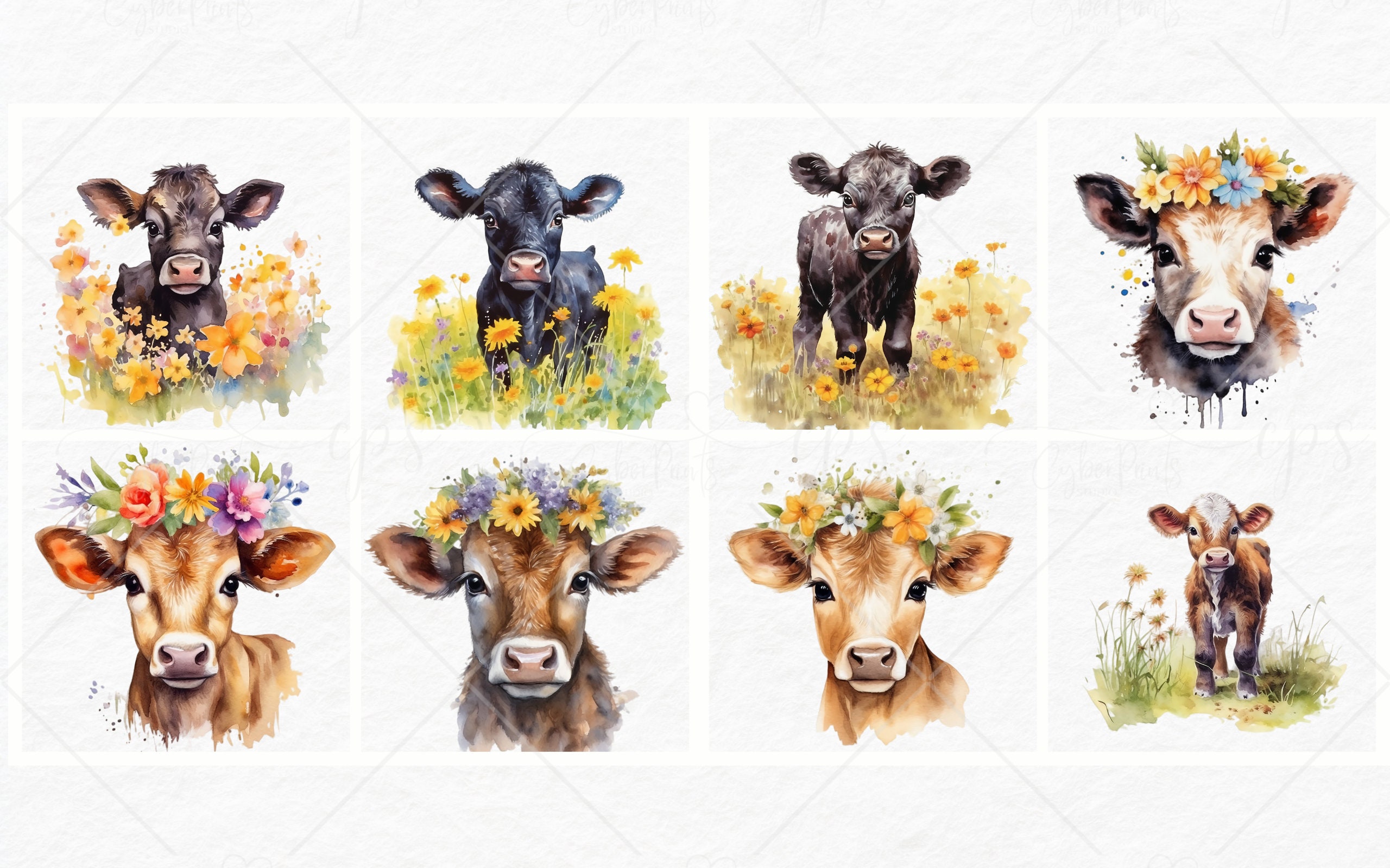 Watercolor Cow Clipart Calf Clipart Cow Sublimation Designs - Etsy