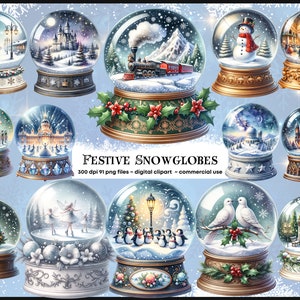 Winter festliche Schneekugel, Verzauberte Schlösser, Weihnachten Schnee, xmas, Züge Fantasy, Instant Download, transparenter Hintergrund, kommerzielle Nutzung