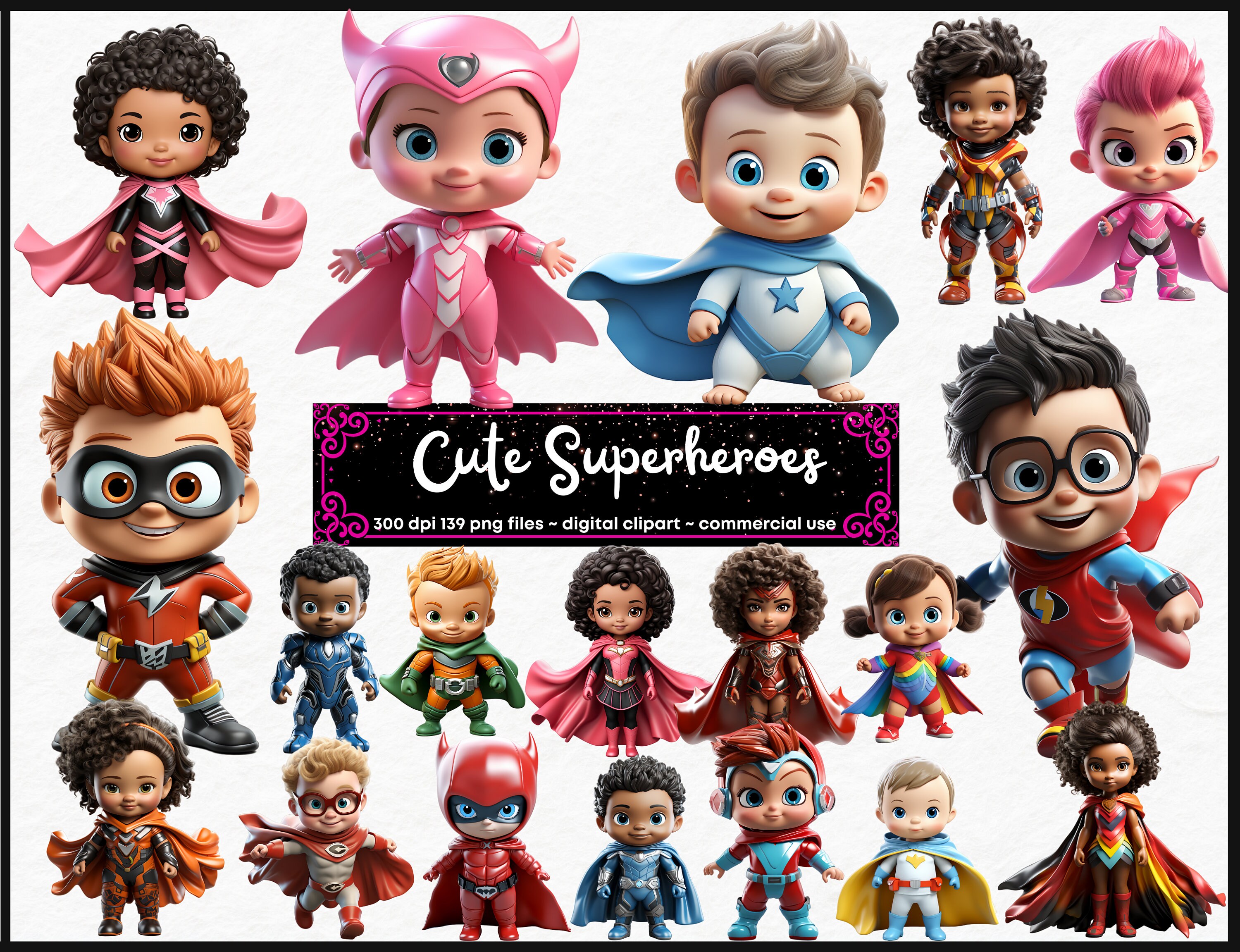 Clipart de super-herói, clipart de super-herói para meninos, clipart de super-herói para meninas, gráficos de super-heróis, PNG, uso comercial, download instantâneo