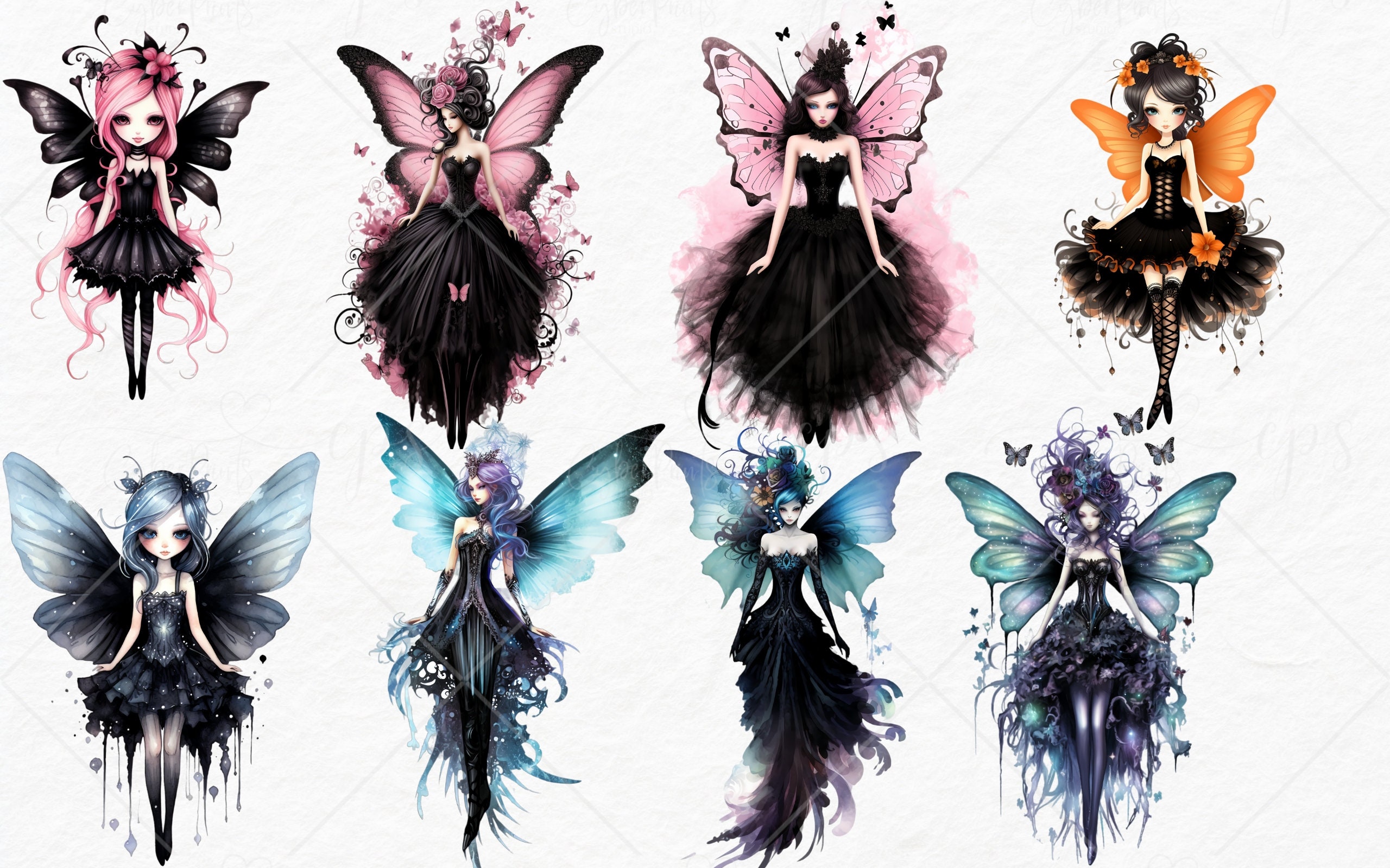Gothic Fairy Clipart Halloween Fantasy PNG Digital Image Downloads for ...