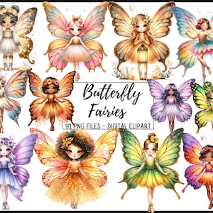Schmetterling Fee Clipart, Fantasy PNG, süßes Feenkleid, Scrapbook, Junk Journal, Papierhandwerk, Scrapbooking, kommerzielle Nutzung, sofortiger Download