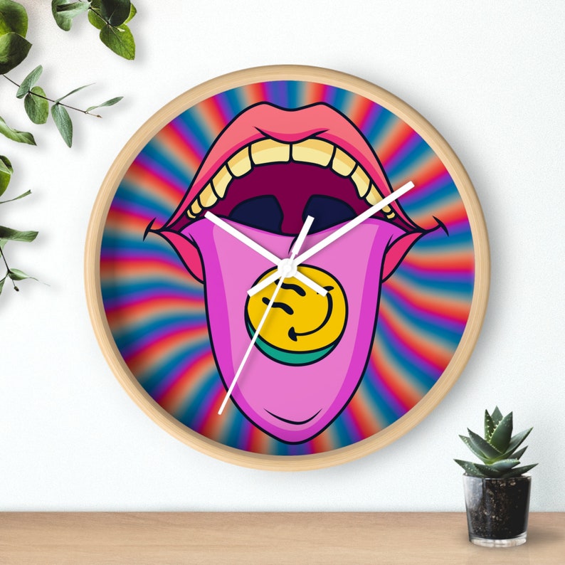 Psychedelic Clock Aesthetic Clock Wall Clock Abstract Art Etsy