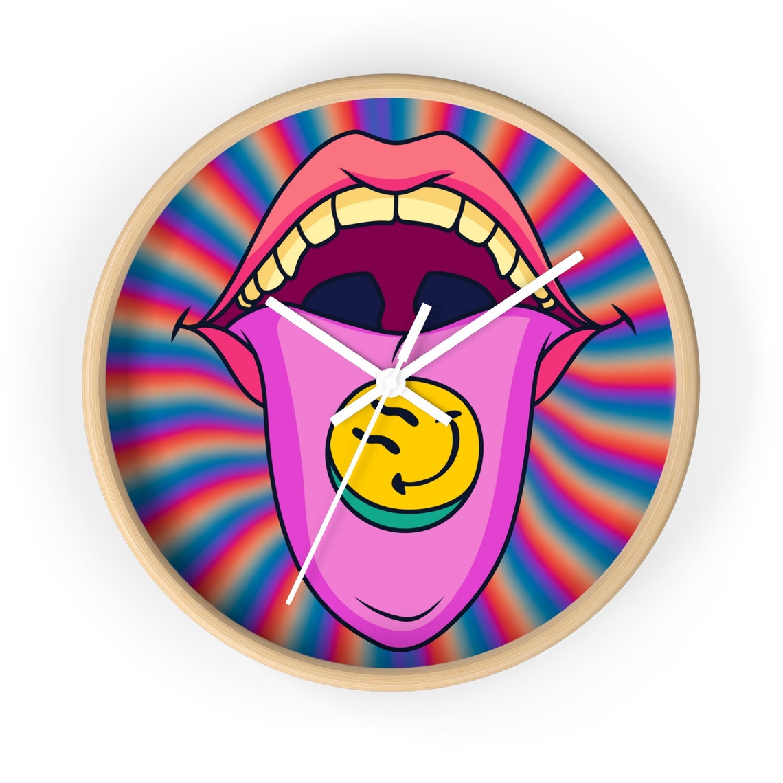 Psychedelic Clock Aesthetic Clock Wall Clock Abstract Art Etsy