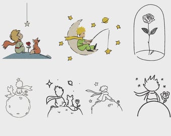 Little Prince Embroidery Designs, Planet, Rose (Digital Download)