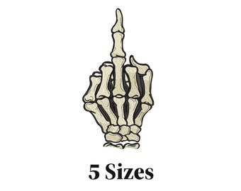 Skeleton Middle Finger Embroidery Design, Skeleton Hand Embroidery Design, Machine Embroidery Design, Instant Download, Digital Files