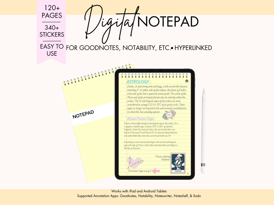 Goodnotes Notepad Digital Vertical Notebook for Goodnotes Notability ...