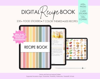 Digital Recipe Book Goodnotes, Digital Recipe Journal,Digital Cookbook, Recipe Planner, Digital Meal Planner, iPad Planner, Digital Food Log