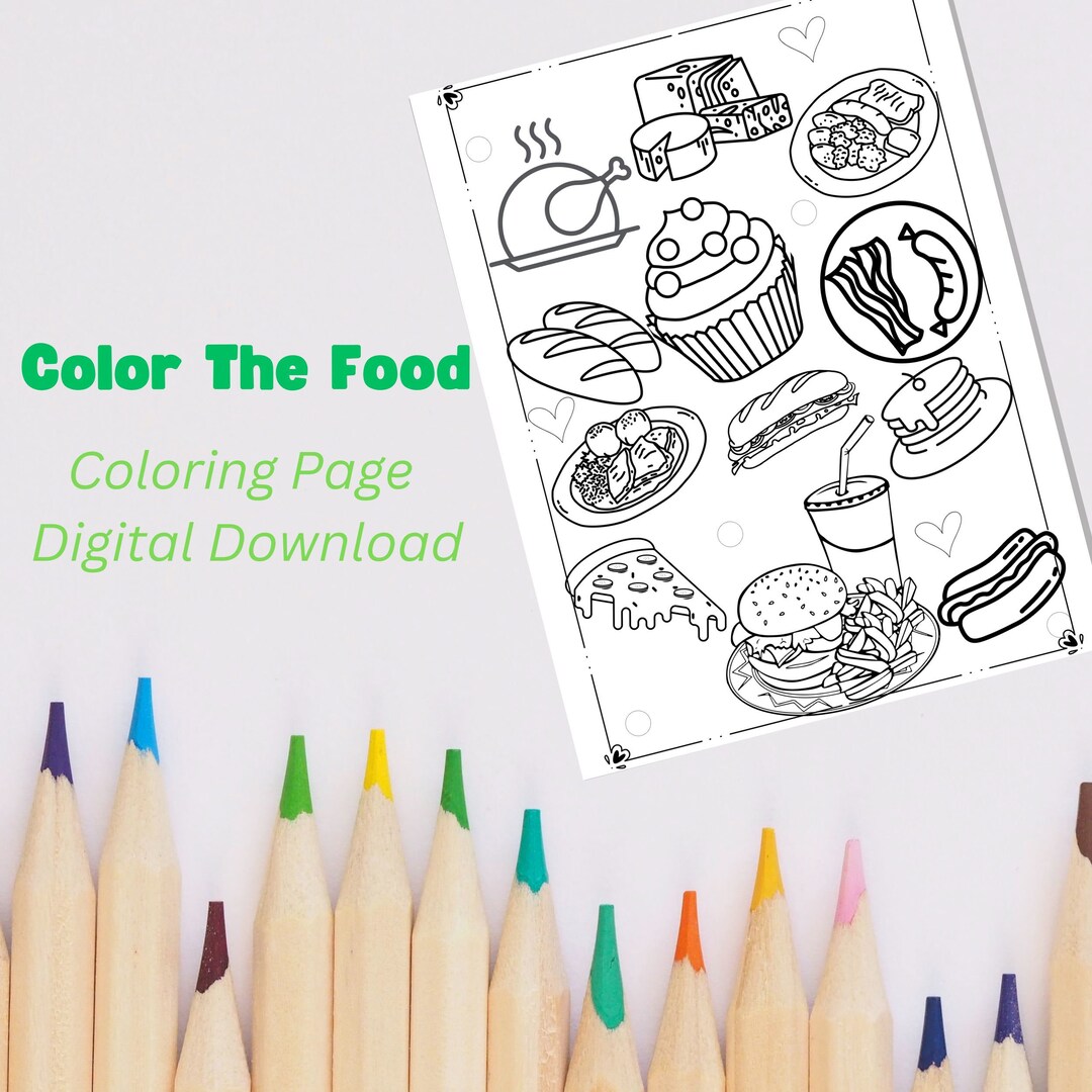 Printable Coloring Page Food Coloring Activity Sheet. Etsy