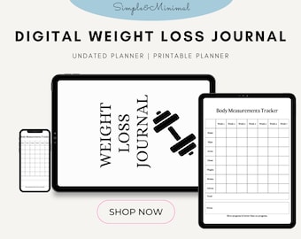 Weight Loss Planner Template, Canva Weight Loss Journal, Fitness Template Commercial Use