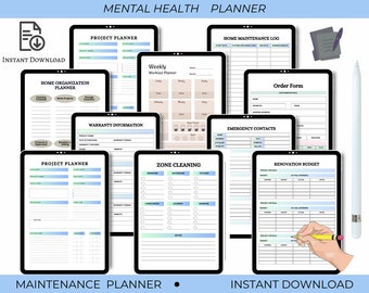 Editable Mental Health Therapy Planner | Canva Template Pack | Mental Health Planner Canva | Commercial Use