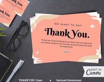 Small Business Thank You Card Template, Editable Business Thank You Card Thanks For Your Purchase Card, Printable Thank You Package Insert