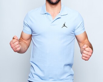 Men's Sport Polo Shirt; Golf Sports Men's Polo Shirt with Jordan Sign and Golf Ball Motif- Jordan Inspired Golf Apparel