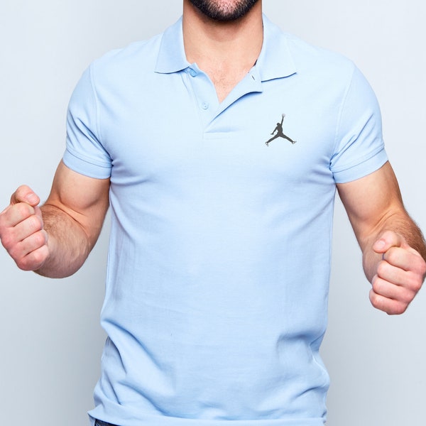 Men's Sport Polo Shirt; Golf Sports Men's Polo Shirt with Jordan Sign and Golf Ball Motif- Jordan Inspired Golf Apparel