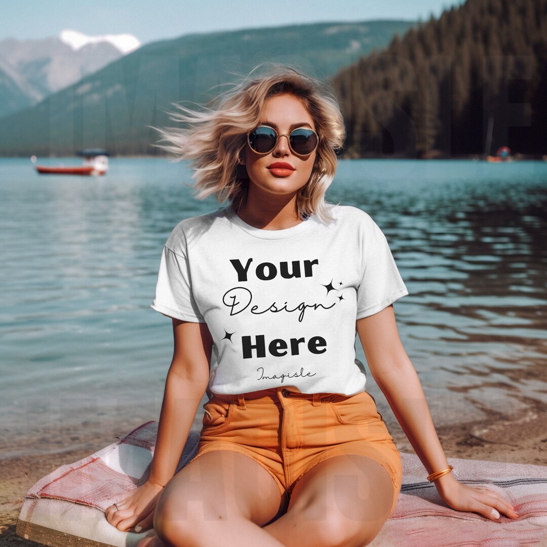 Bella Canvas 3001 Mockup White, Summer Mockup, White Bella Canvas Shirt ...