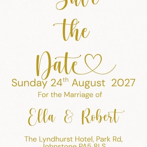 White, gold Save the Date - classic, chic