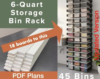 Support de bac de rangement de 6 pintes à partir de seulement 18 bâtons de bois, plans de bricolage, construction simple, capacité de 45 bacs, plans de travail du bois, instructions vidéo.