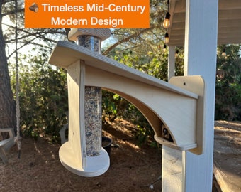Mid-Century Modern Bird Feeder Woodworking Plans with Camera Mount (PDF)