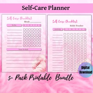 Self Care Planner| Self Care Checklist| Self Care Tracker| Self Care Mental Checklist| Planner Printable| Wellbeing Checklist