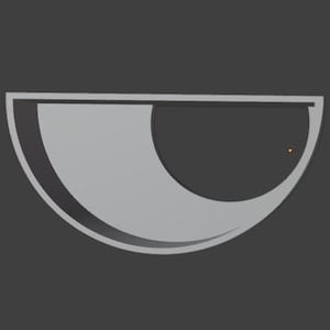 Puede incluir: Dos estantes blancos semicirculares con un borde redondeado. Los estantes están montados en una pared gris oscura.