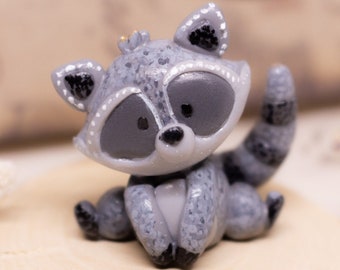Raccoon Charm | Kawaii cute polymer clay keychain charm | Handmade gifts for animal lovers