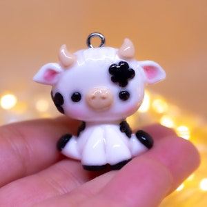Cute cow charms kawaii animal charms cow gift clay cow keychain handmade charm