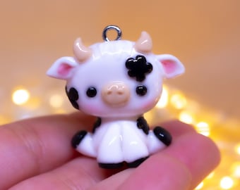 Cute cow charms kawaii animal charms cow gift clay cow keychain handmade charm