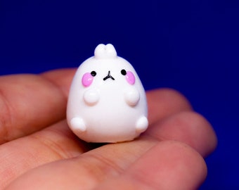 White bunny kawaii cute animal charm polymer clay rabbit charm handmade kawaii keychain bunny figurine unique gift for her bunny cute animal