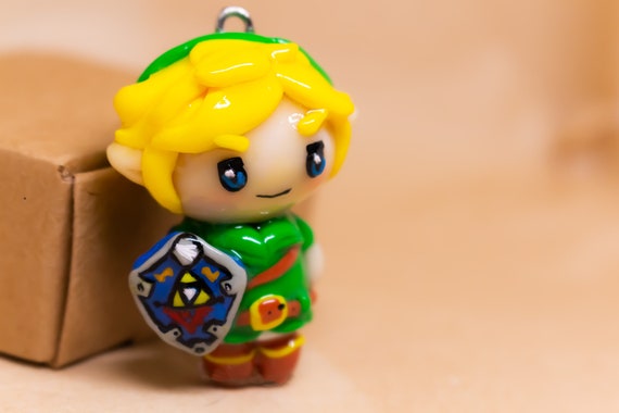 Littleclaymates Legend of Zelda Link Keychain Polymer Clay Link Zelda Game Character Clay Charm Zelda Gifts for Him